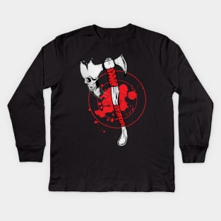 Skull Throwing Axe Kids Long Sleeve T-Shirt